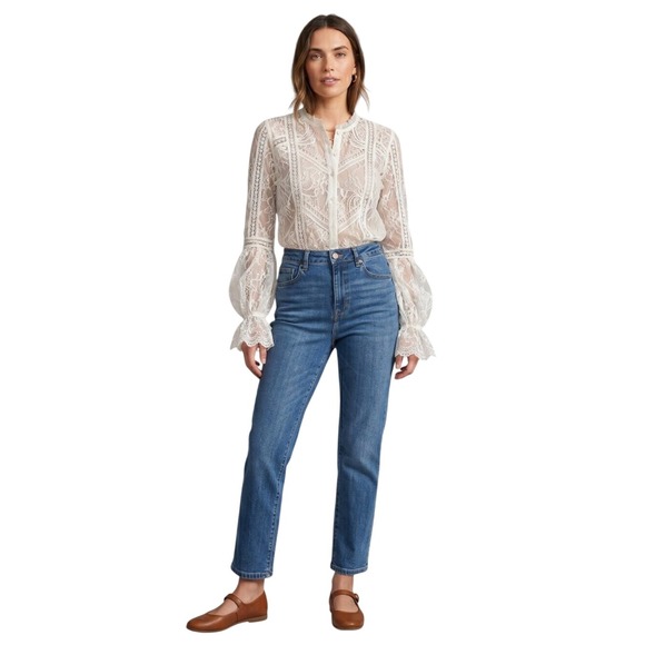 Judy Blue Denim - JUDY BLUE High Rise Straight Leg Jeans Medium Wash Stretch Size 30
